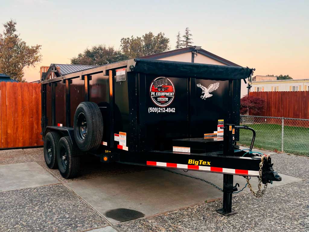 14,000 lb dump trailer 7x14x48 rental in Pasco WA, available daily, weekly and monthly at PL Equipment Rental